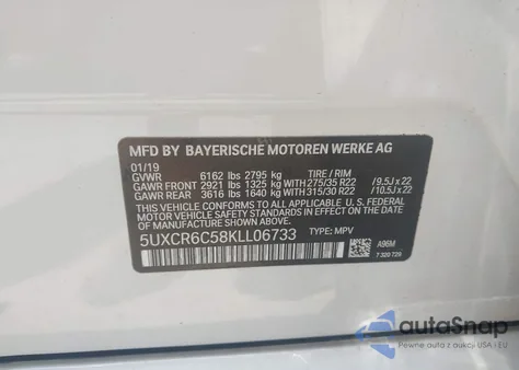 2019 BMW X5 xDrive40I z USA, uszkodzony, nr VIN 5UXCR6C58KLL06733